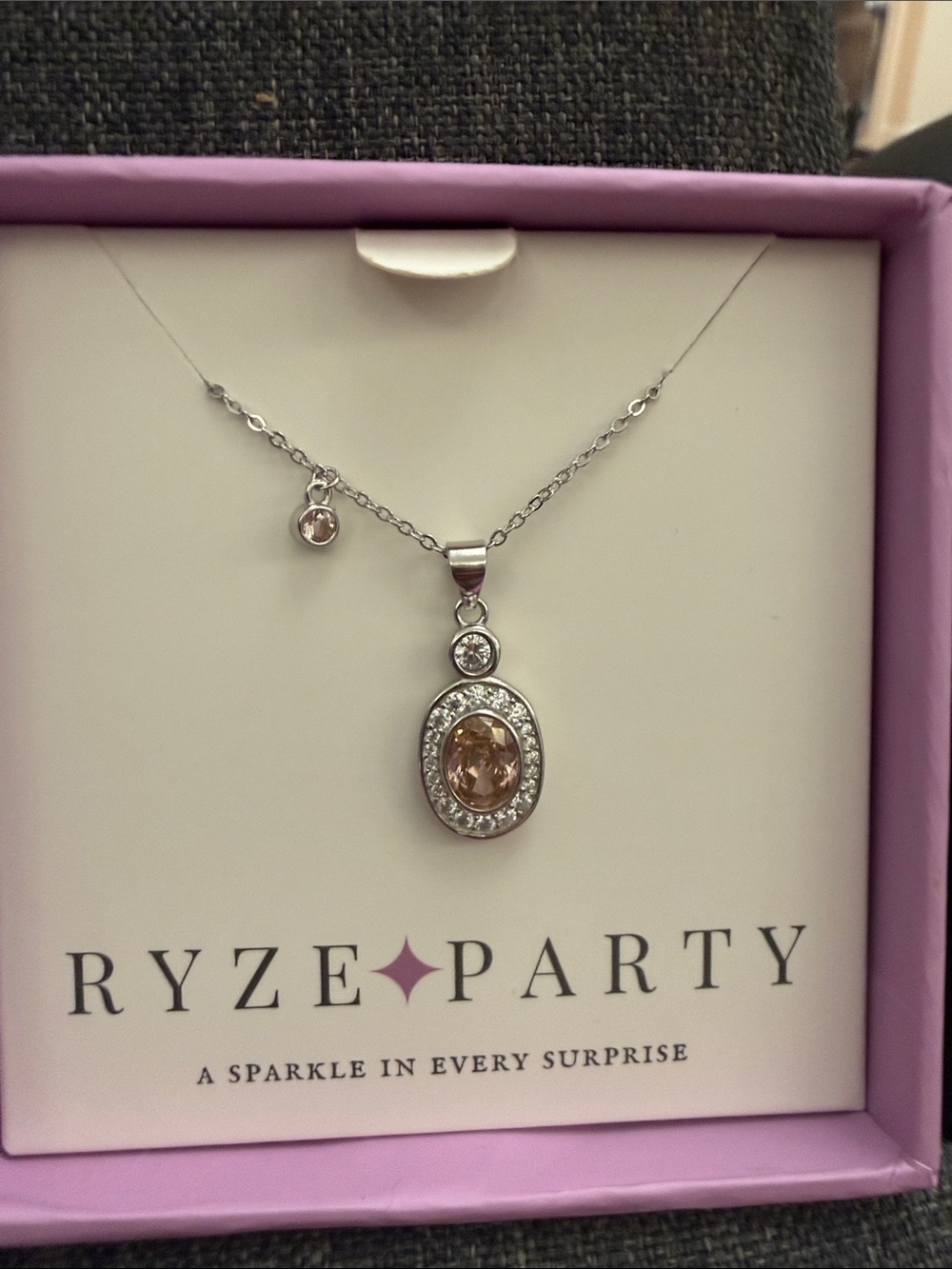Ryze Party .925 Silver Necklace with Champagne Gemstone Pendant